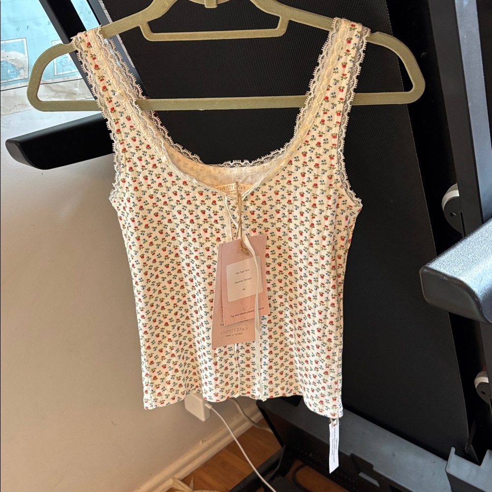 Christy Dawn Cream Tank Top with Small Floral Print - Picture 4 of 15
